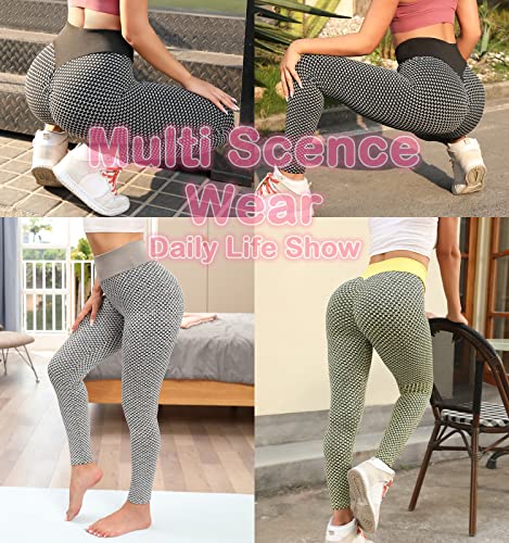 ViCherub Leggings femininas de cintura alta para ioga com controle de barriga, levanta bumbum, Preto