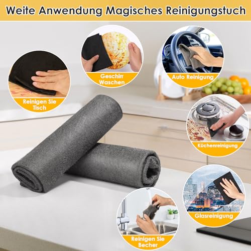 10 Stück Verdicktes Magisches Reinigungstuch Wiederverwendbaren Mikrofasertücher,Putzlappen Putztücher Streifenfreie,Pro Clean magisches reinigungstuch für Küchen Badezimmer,Fenster,Glas,Autos