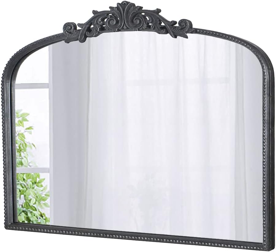 A&B Home Black Arch Mirror - Wall Mirror with Metal Frame, 40" x 31" Large Arched Mirror for Bathroom Bedroom Living Room