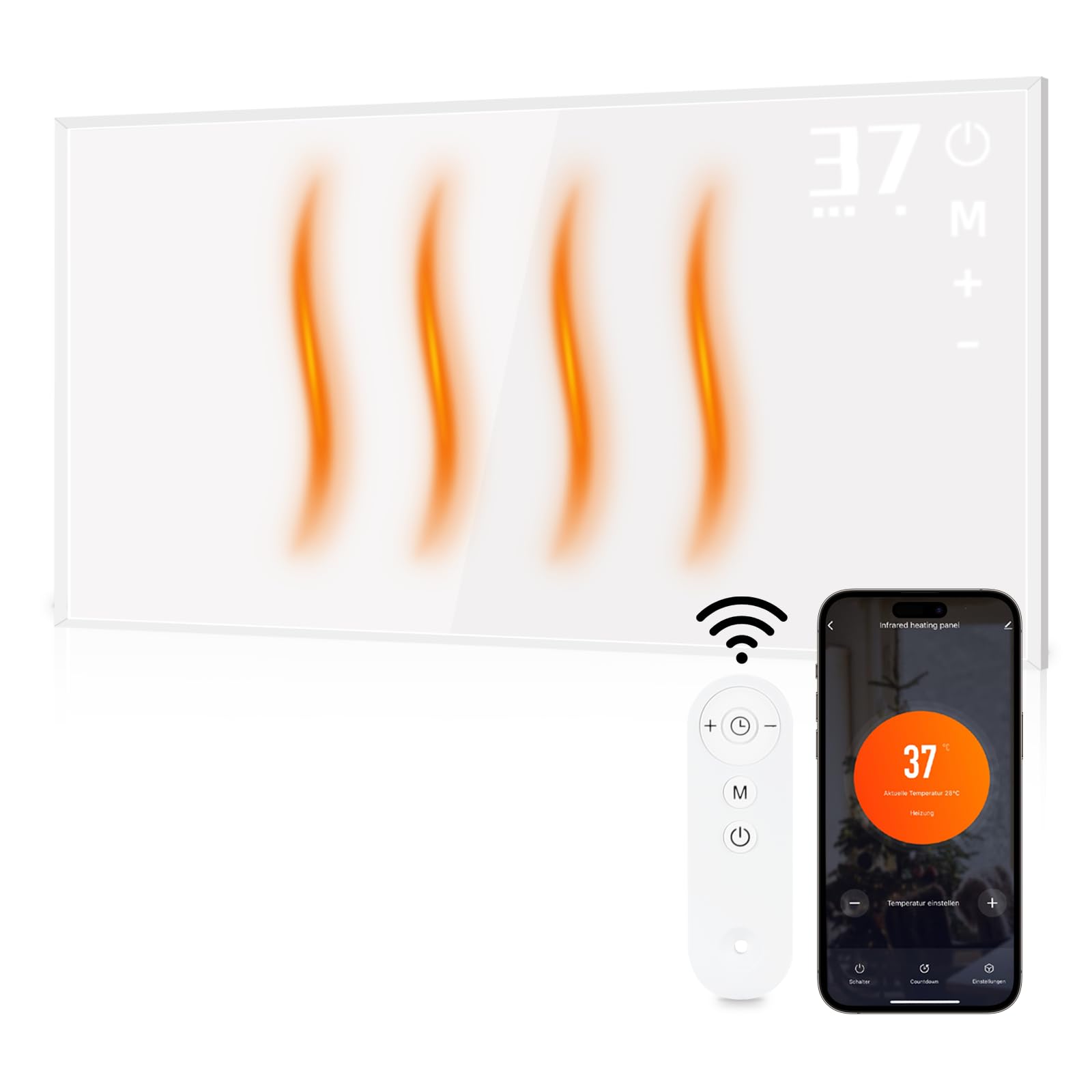 Pannello Riscaldante a Infrarossi da Parete, 450W, Silenzioso | Riscaldamento Elettrico con Telecomando e Controllo App, Timer 9 Ore, Protezione Surriscaldamento per Comfort Ottimale