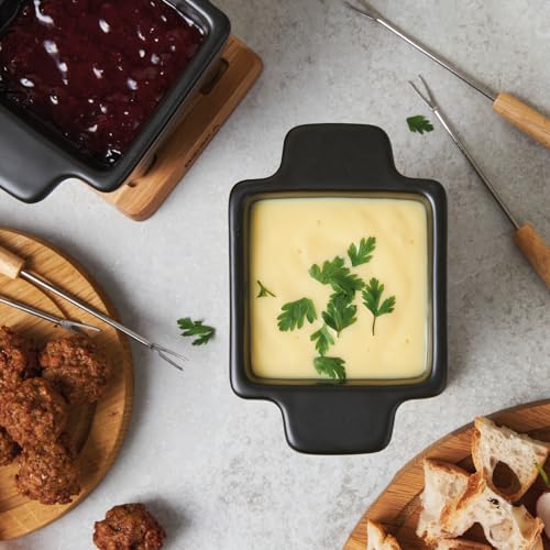 Boska - Käsefondue set klein 2 personen - Nero Tapas Fondue Klein Teelichter - 300 ml Inhalt für 175 gr Geschmolzenen Käse [ink. Fonduegabeln] [Mikrowellen-und Spülmaschinenfest]