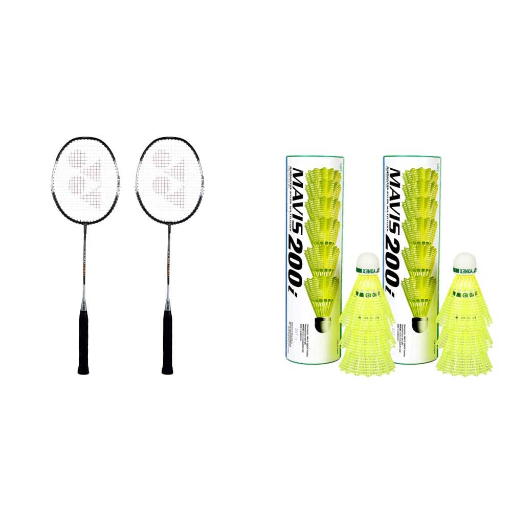 Yonex ZR 100 Light Aluminium Blend Badminton Racquet with Full Cover, Set of 2 (Black/Black) & Yonex Mavis 200i Aluminium Blend Shuttlecock Combo, Set of 2 Combo-image-46