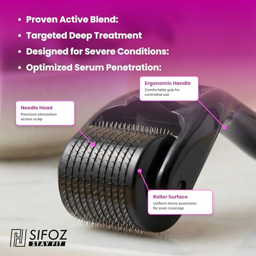 Image of Sifoz Derma Roller For Hair Growth 0.5 mm With 540 Titanium Needles Microneedle Roller For Face, Body, Scalp and Beard | For Women and Men | Reduces Acne Scars | Repairs Damaged Hair, Activates Hair Follicles | Safe & Effective
