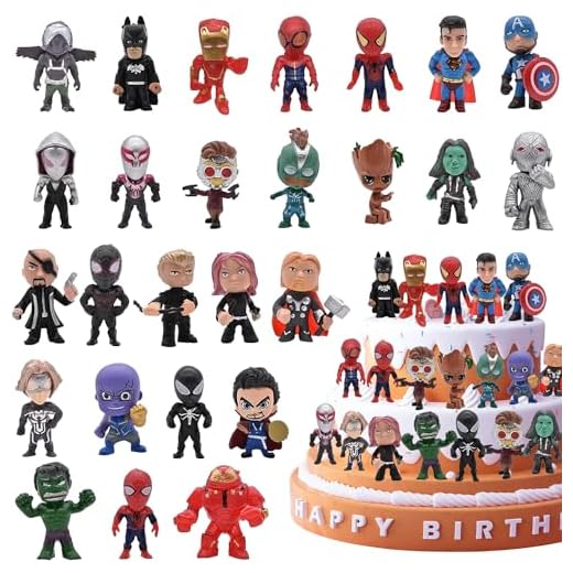 Super-hero Figura Decorativas, 26 Piezas Super-héroes Cake Topper, Mini Super-héroes Figuras para Niños, Super-hero Decoración de Pastel Figuras, héroes Mini Figuras, Héroe Figuras para Niños