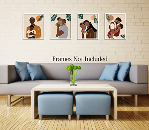 African American Wall Art Boho Black Men Wall Decor Abstract Black Man Art Pictures Canvas Prints Modern Minimalist Painting Poster,Abstract Boho Wall Art Prints Set Of 4 Suitability Fashion Bedroom Living Room Bathroom Gallery Boho Room Decor (8X10 Inches, Unframed) #TOP4