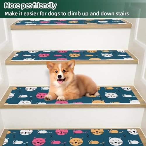 Peldaños de madera para escaleras interiores alfombras protectoras de mascotas y niños en casa 6