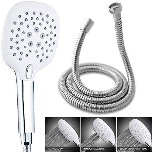 Ekoly A3 handdouche met slang van roestvrij staal, chroom/wit