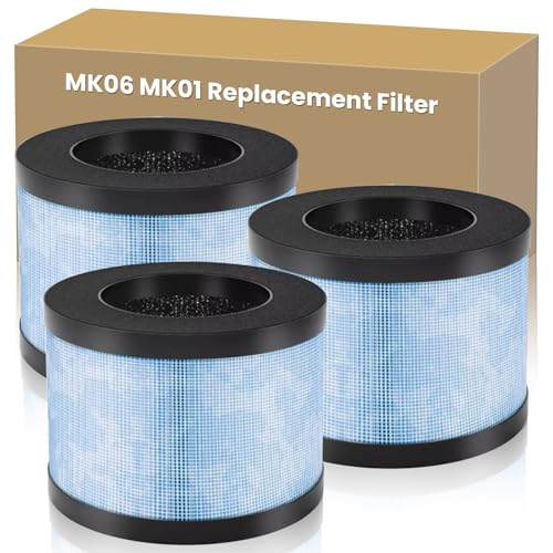 Image of 3 Pack MK06 MK01 Replacement Filter for AROEVE MK01 MK06 Air Purifier | for Kloudi DH-JH01, 3-in-1 True HEPA High-Efficiency Activated Carbon Filter for Home Large Room