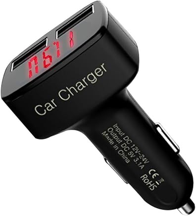 REFURBISHHOUSE 4 en 1 3,1 A Cargador de Coche de Doble USB Encendedor de Cigarrillos medidor de Tension de Panel Digital y Monitor para iPhone 6, 6 Plus, Samsung(LED Rojo) REFURBISHHOUSE 4 en 1 3,1 A Cargador de Coche de Doble USB Encendedor de Cigarrillos medidor de Tension de Panel Digital y Monitor para iPhone 6, 6 Plus, Samsung(LED Rojo)