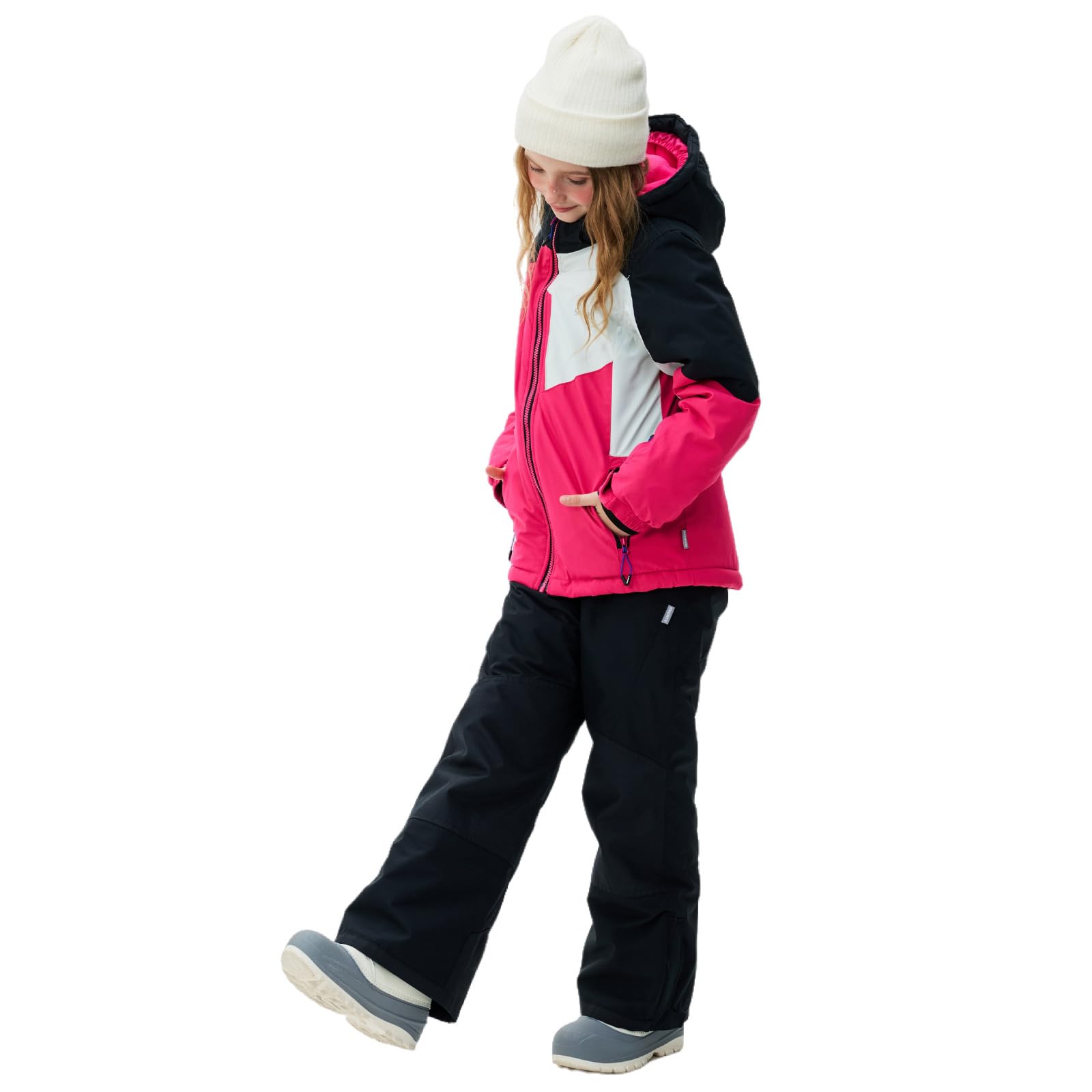 SMONTY Conjunto de Esquí niñas chaqueta y pantalones de esquí de invierno correas con capucha A prueba de viento Impermeable