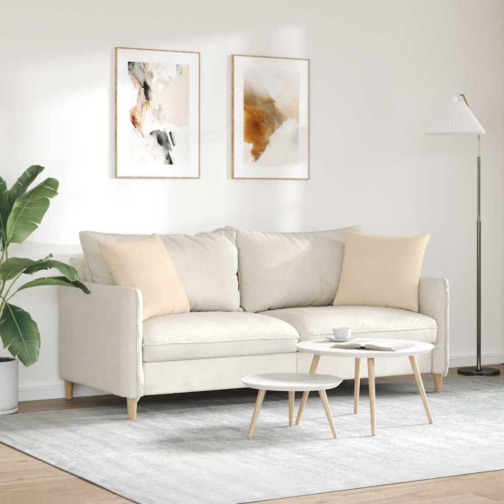 2er Set Sofakissen Dekokissen Creme 45x45 cm - Moderne Zierkissen mit Füllung und abnehmbarem Bezug aus Stoff - Weiche Couchkissen für Wohnzimmer Schlafzimmer und Büro