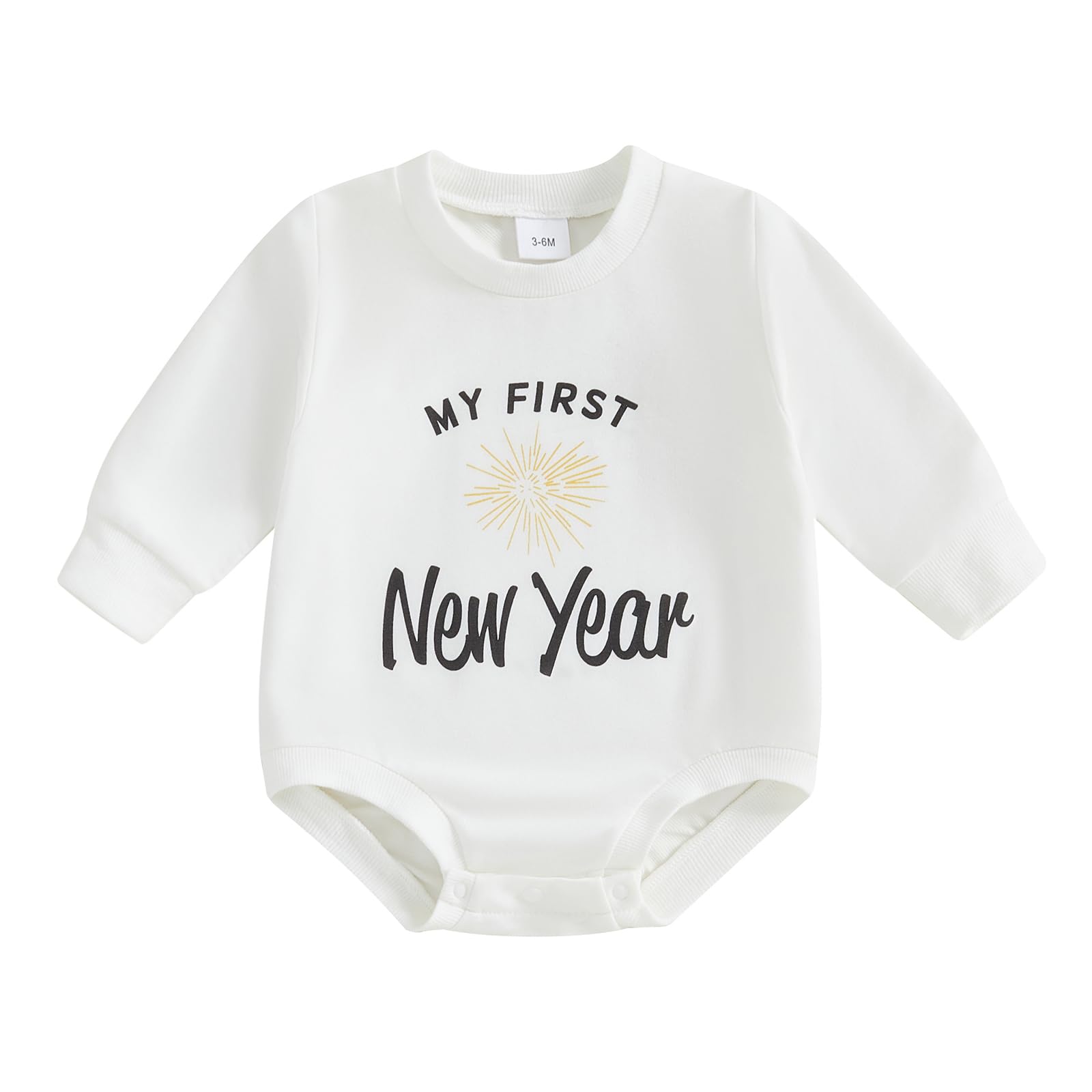 My First New Years Baby Girl Boy Outfit 0 3 6 12 18 Months Newborn Toddler Winter Romper Clothes (B White, 12-18 Months)