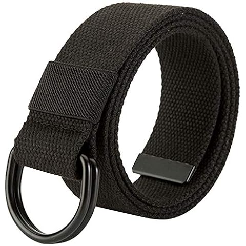 Unisex Tactical Belt,Canvas Belt with D-ring,Black,Width:3.8 CM,Length:110 CM Cover