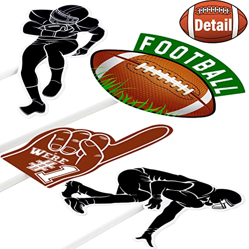 Rugby Football Cupcake Toppers 24pcs Rugby Ball Cupcake Picks Glitter Football Party Decorations for Super Bowl Rugby Sports Theme Baby Shower Kids Birthday Party Supplies - Thumbnail 5