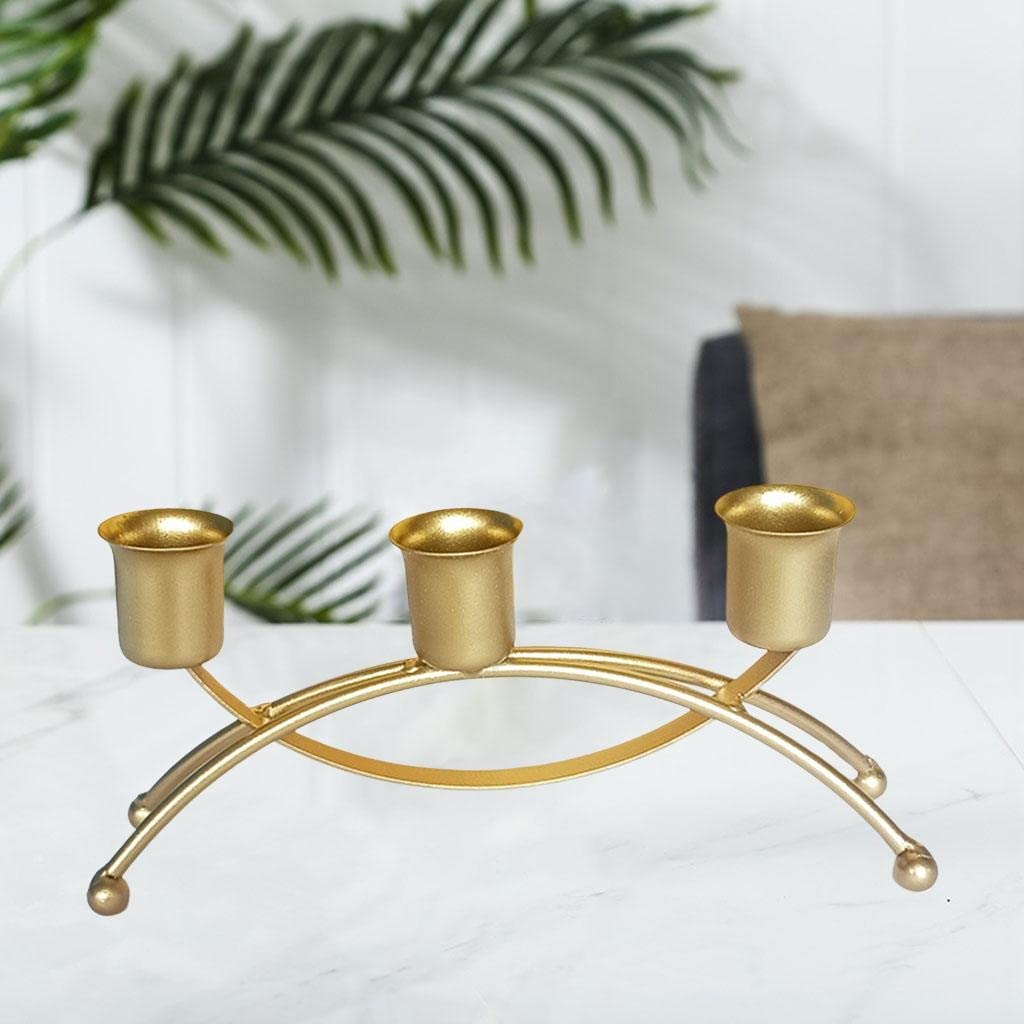 HTTGDGDH 3 Heads Candle Candlestick Holder For Taper Candles, Metal Candelabra For Wedding, Dinning,Argento-19x5x8.5cm