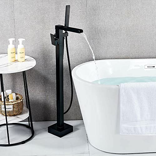 Robinet sur pied baignoire noir mat colonne de douche sol haut de gamme