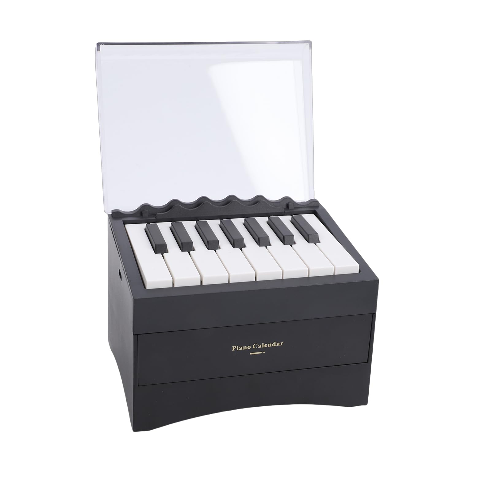 Piano Reproducible de 15 Teclas Cajón Decorativo Luz de Teclado Electrónico BT 8 Sonidos Instrumentos Caja Música Escritorio Recargable Portátil Adorno para el Hogar (Negra)