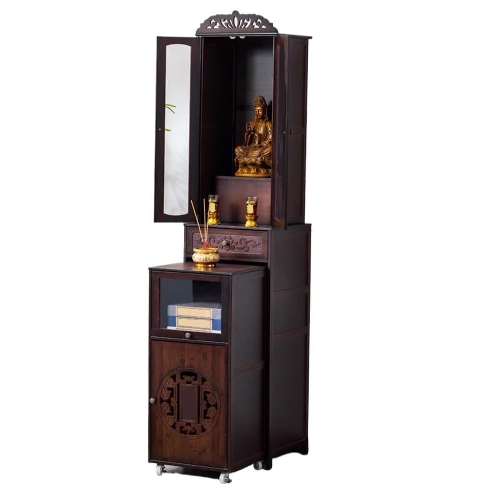 buddhist altar shelf Traditional Wooden Altar Cabinet Compact Display