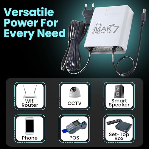 Image of MAK7 Mini UPS for WiFi Router | 12V-2amp~2.5 (Peak) | Power Backup 6 to 8 Hours Battery | Surge Protection | Compact WiFi UPS Power Backup for Home & Office | Modem Power Backupp