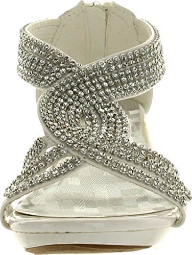 Fabulous Angel-37K Little Girls Bling Rhinestone Platform Dress Heels Sandals,White,133