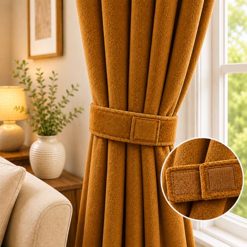 Image of Velvet Curtains | Heavy Soft Premium Velvet Drapes for Bedroom and Living Room | Semi Light Blocking, Thermal Insulated and Noise Reducing Window Panels | 5 Feet, Set of 2 (Brown)