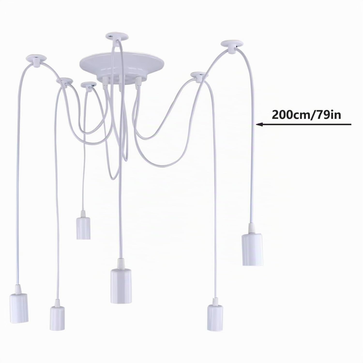 Lampadario a sospensione Edison classico, E27 luci ragno bianco 2m cavo regolabile 6 luci, plafoniere moderne per camera da letto cucina bar