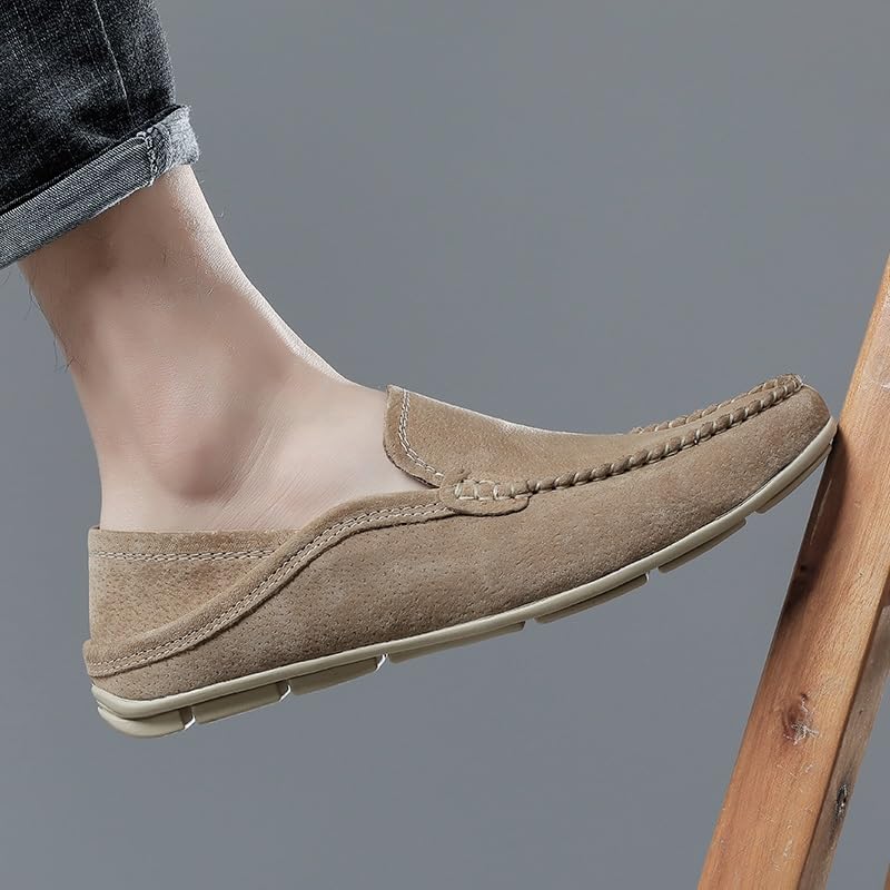 Men's Loafers Round Toe Suede Vamp Loafer Shoes Anti-Slip Flat Heel Slip Resistant Fashion Wedding Slip-ons4