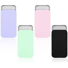 TIESOME 4 PCS Metal Tin Box Containers, 2.36 x1.33 x 0.4 Inch Small Metal Box Mini Rectangular Slide Top Containers Hinged Tin Boxes for Candies Jewelry Crafts Pills Survival Kit4 Colors