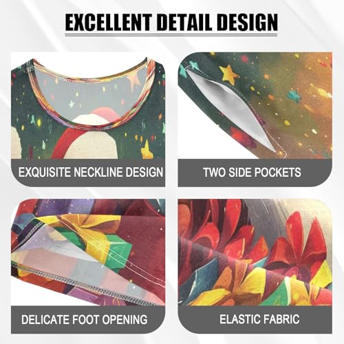 ALAZA Santa Claus Star Colored Merry Christmas Pajamas Set Short Sleeve Cotton Sleepwear Summer Pjs 2 Piece 5-14Y4