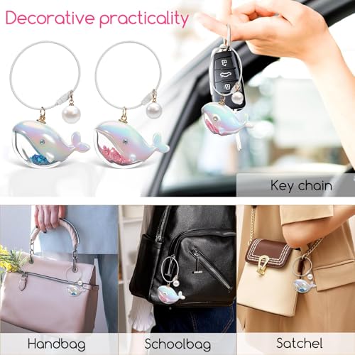 Image of 2 Pcs Cute Whale Keychain Set, Pink & Blue Ocean Whale Key Ring - Cartoon Whale Bag Charm, Key Pendant for Students, Ideal Carnival Prizes Birthday Goodie Bag Stuffers