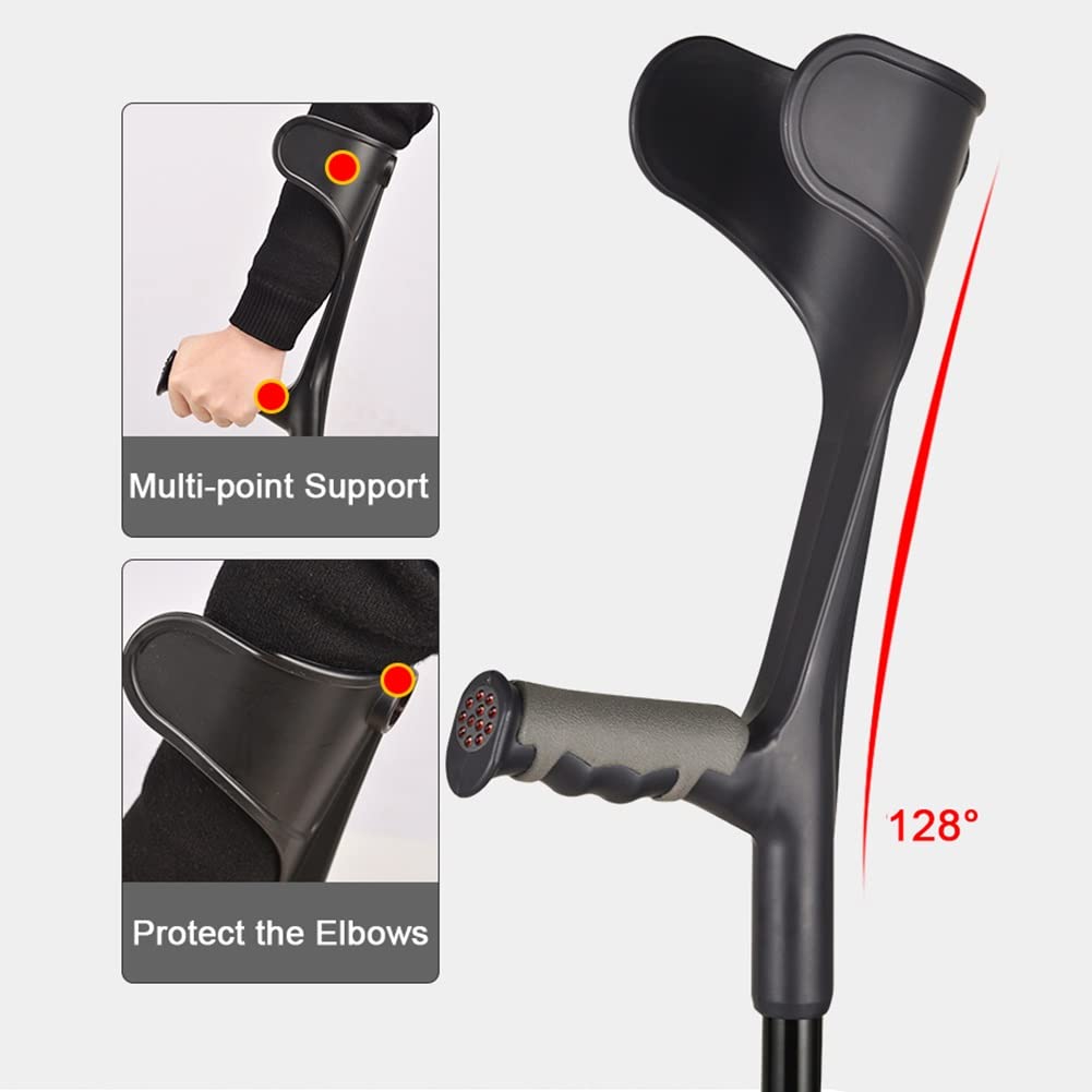 Bastones de antebrazo Ajustables para Adultos, muletas de Aluminio Plegables Negras, Ancianos cómodos y livianos, Uso en Viajes y Trabajo Aniversario