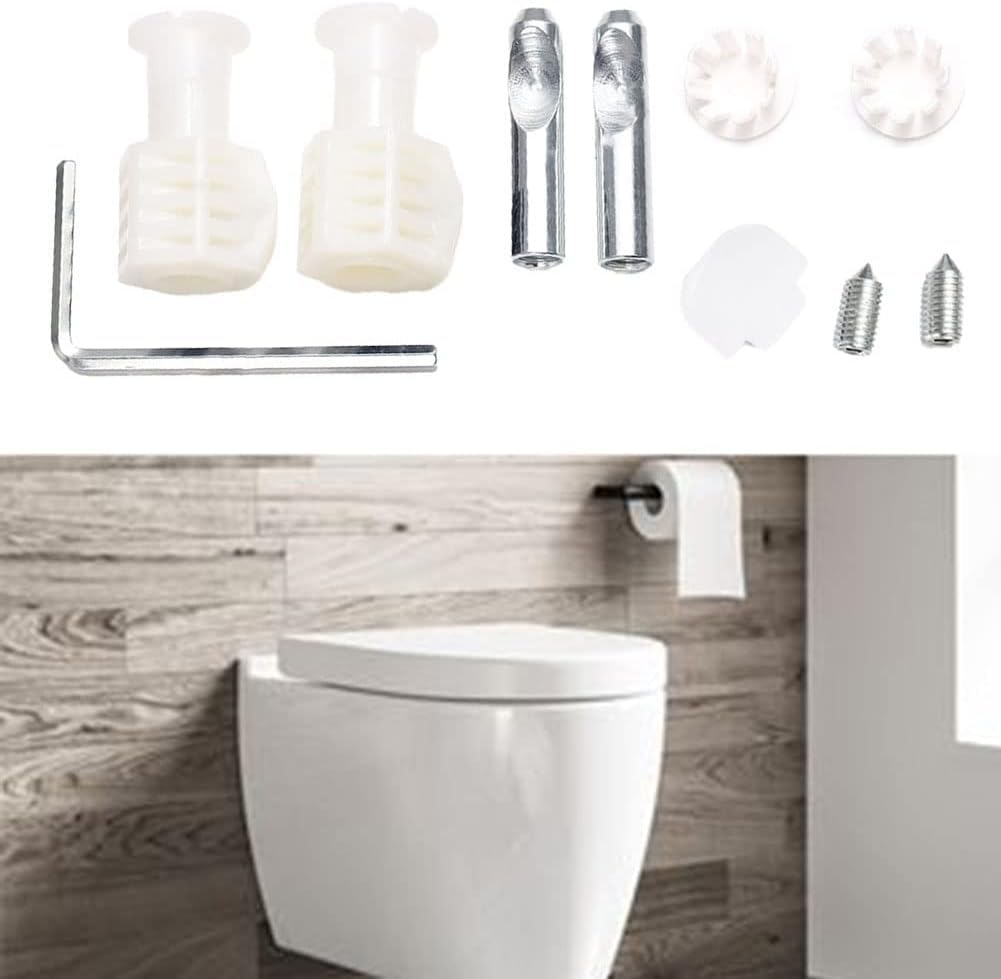 Kit di fissaggio per WC, bulloni universali, cerniere in acciaio inox, viti Ocap, facile da usare (bianco)