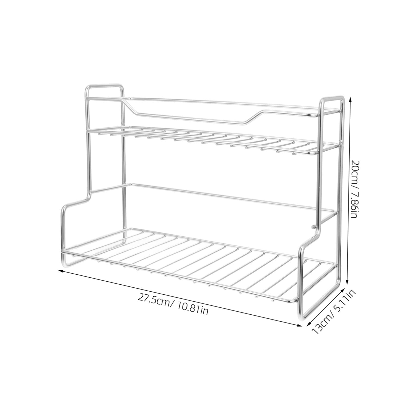 Scaffale a doppio livello in acciaio inox per trucco e cura della pelle, espositore multifunzionale per articoli da toeletta per bagno e cucina con forte capacità di carico