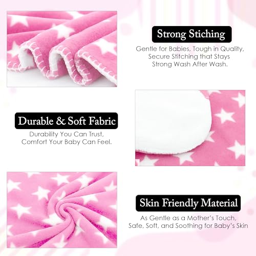 Image of GLUN Fleece Baby Blanket for Newborn, Pack of 2 Different Colours Pink & Navy Blue Combo, All-Season Blanket Ultrasoft Baby Blanket for Babies