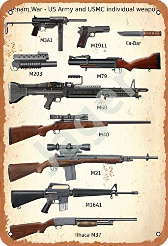 Jager Vietnam War-Us Army and USMC Individual Weapons Retro Metal Decor Wall Plaque Vintage Tin Sign for House Cafe Club Home Or Bar