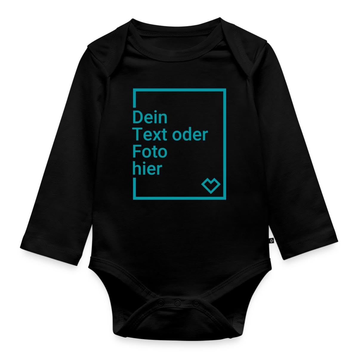 Baby Body Personalisiert mit Foto und Text | Baby Strampler Geschenk | Baby Tages Body Langarm aus Bio-Baumwolle in versch. Farben für Jungen & Mädchen | Baby Strampler Bedrucken mit Wunschmotiv