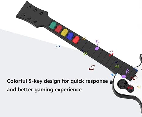 DOYO Wireless Guitar Hero Controller for PC and PS3, Guitar for Guitar Hero 3/4/5 and Rock Band 1/2 Games with Strap (5 Keys/White)