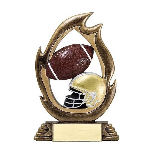 Decade Awards Football Flame Series Trophy - Gridiron Award - 7.25 Inch Tall - Engraved Plate on Request