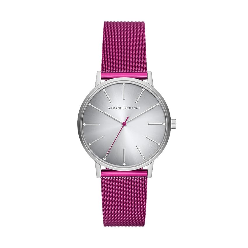 Armani Exchange Orologio Analogico al Quarzo da Donna con Cinturino in Acciaio Inossidabile AX5616, Tono argento e viola