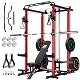 Top 10 Best Wall Mount Squat Racks for Your Home Gym Setup 6 RitFit Squat Rack Power Cage Home Gym Package, Includes 1000LBS Power Rack with Cable Crossover System, Weight Bench, Weight Plate Set with Olympic Barbell (Package 1.6K (Bumper Plate 230LBS))-Orange