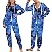 TVUGHGI Blue Dot Sparkle Onesie Pajama for Women Men Long Sleeves Fashion One-Piece Cosplay Parties Hooded Zipper Sleepwear L