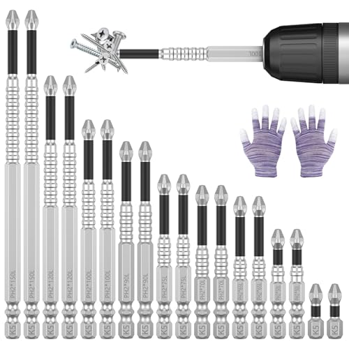 Image of 18Pcs High Magnetic Screwdriver Drill Bit Set, Impact Resistant Non Slip Bit, Strong Magnetic Durability Screwdriver Bits for Electric Screwdrivers Rusted Screws, 25 50 65 70 75 90 100 120 150mm