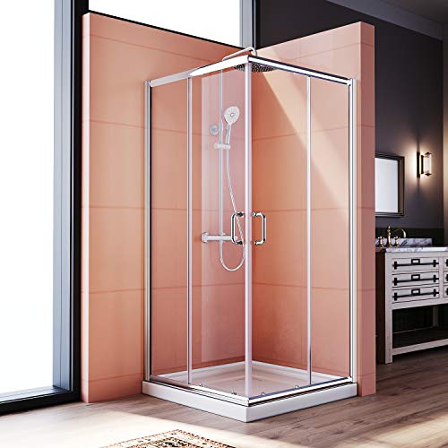 ELEGANT Corner Shower Enclosure For Bathroom 36 in.D x 36 in. W x 72 in. H, Double Sliding Shower Door with 1/4 in. Clear Glass, Chrome Finish (Shower Base Not Included)