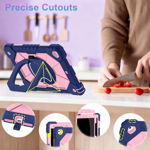 Image of Auizotl Case for iPad 9th /8th /7th Generation 10.2 Inch iPad Case 9th Generation with Screen Protector /Rotate Stand /Pen Holder, Heavy Duty Shockproof i Pad 9th /8th /7th Case,Navy Rose