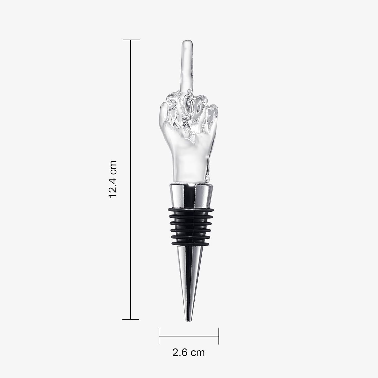 Unique Wine Bottle Stopper - Funny Wine Cork Beverage Bottle Sealer, Middle Finger Shaped Gag Gift For Wine Connoisseur & Lover, Reusable Glass Sealing Plug, Silicone Bottle Cap For Him, Her