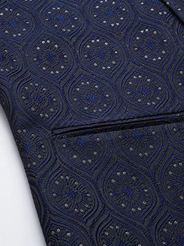 Image of MANQ Men Fawn Woven Jaquard Silk Nehru Jacket