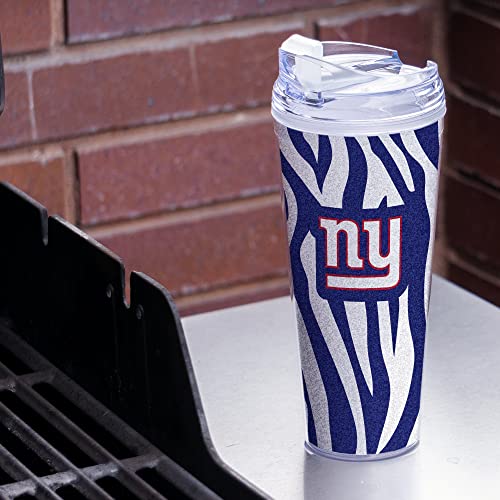 Image of Rico Industries NFL Football Glitter 24oz Acrylic Glitter Tumbler with Hinged Lid, Officially Licensed Double Wall Tumbler with Straw