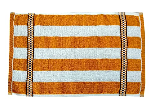 Image of Space Fly Cotton Striped Hand Towels High Absorbent, Size: 11X 17 inch (Multi Color, Set of 6)