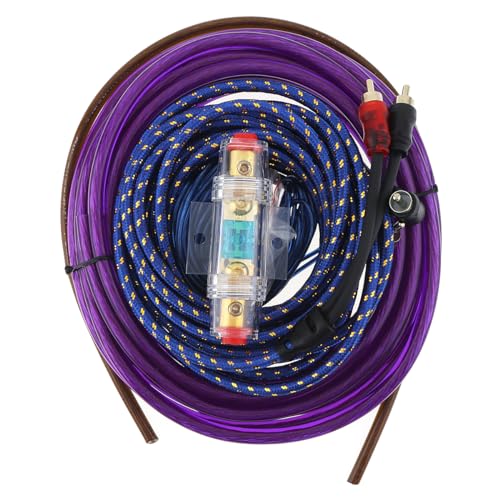 DriSentri 8 Gauge Amp Wiring Kit, 1 Set of Car Power Amplifier Car Speaker Woofer Cables Car Power Amplifier Audio Line Power Line with Fuse Suit, Purple