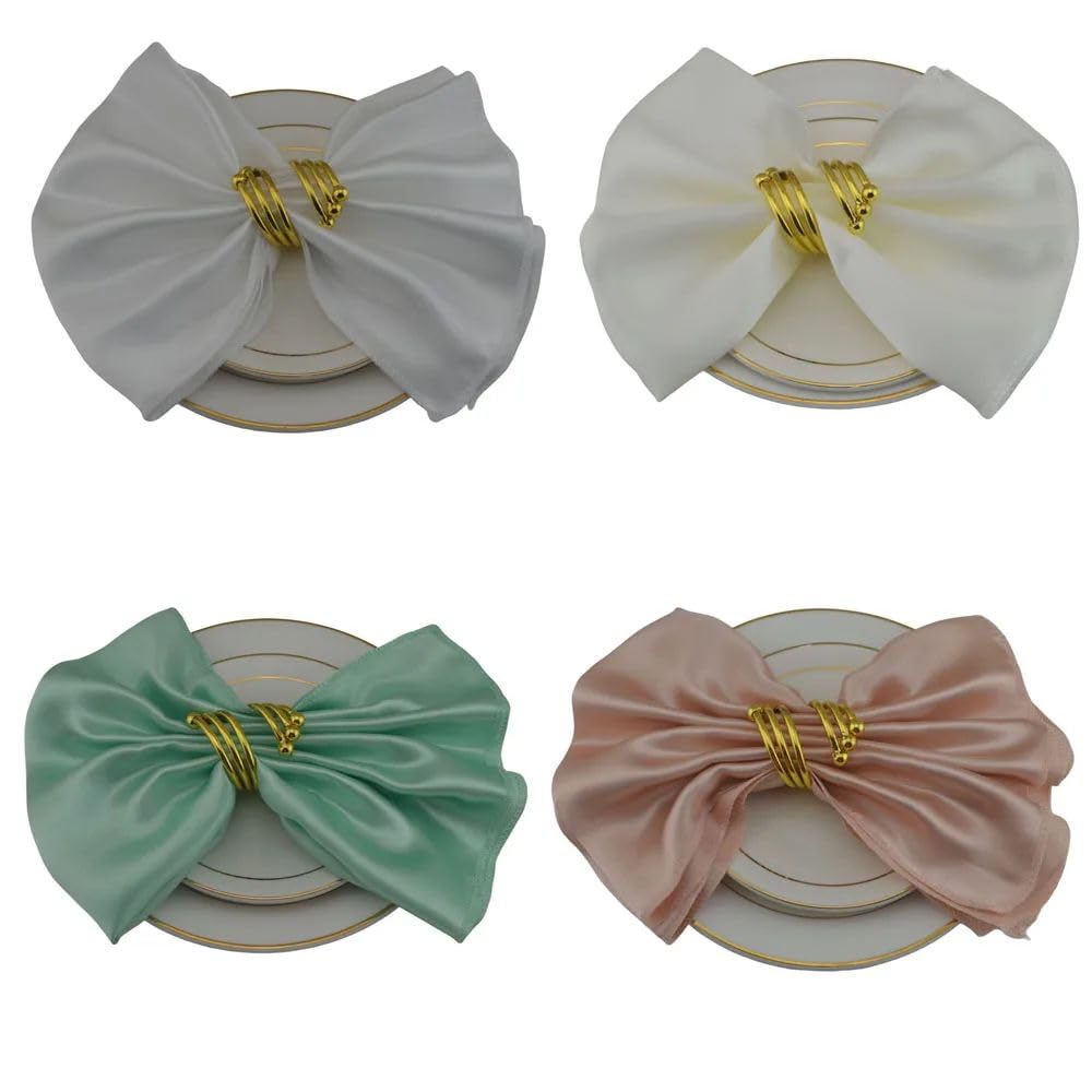 KIZAMI 50 Uds. Servilletas de Tela de Seda Color champán de 30x30CM, servilleta de cóctel de satén, servilletas de Mesa de satén, servilleta de Mesa Suave para decoración de Hotel